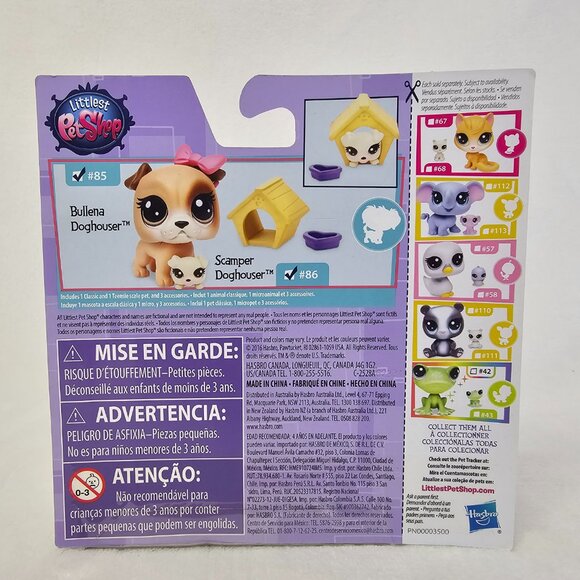 Hasbro Littlest Pet Shop Pet Pairs #85 Bullena Doghouser Bulldog #86 Scamper - Picture 5 of 7